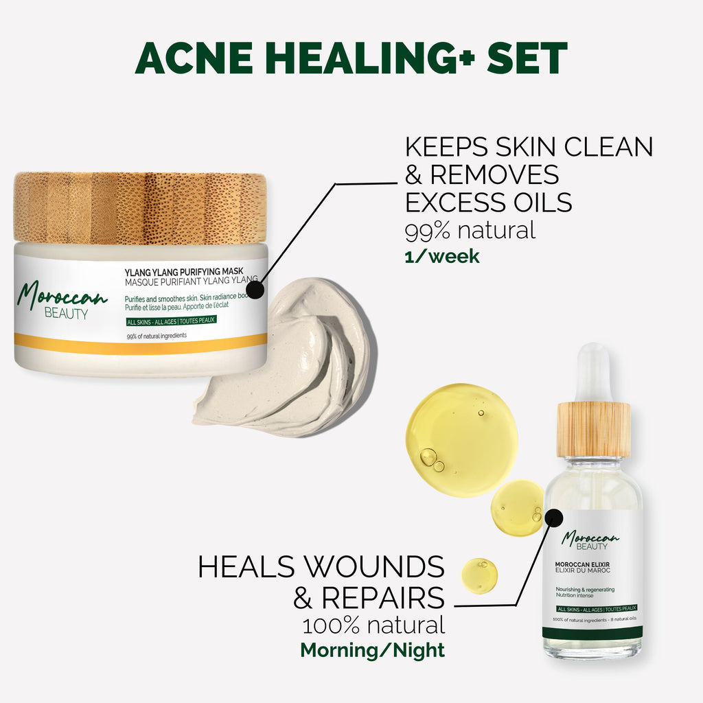 ACNE HEALING+ SET - CLEANSE SKIN & HEAL WOUNDS - MOROCCAN BEAUTY