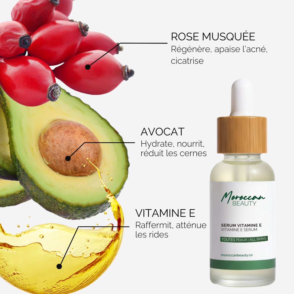Sérum Vitamine E - ACNE, CERNES & RIDES